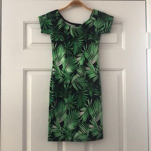 Tropical pattern fitted dress